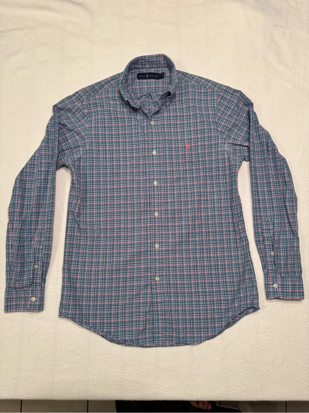 Ralph Lauren Blue & Pink Plaid Button-Down Dress Shirt